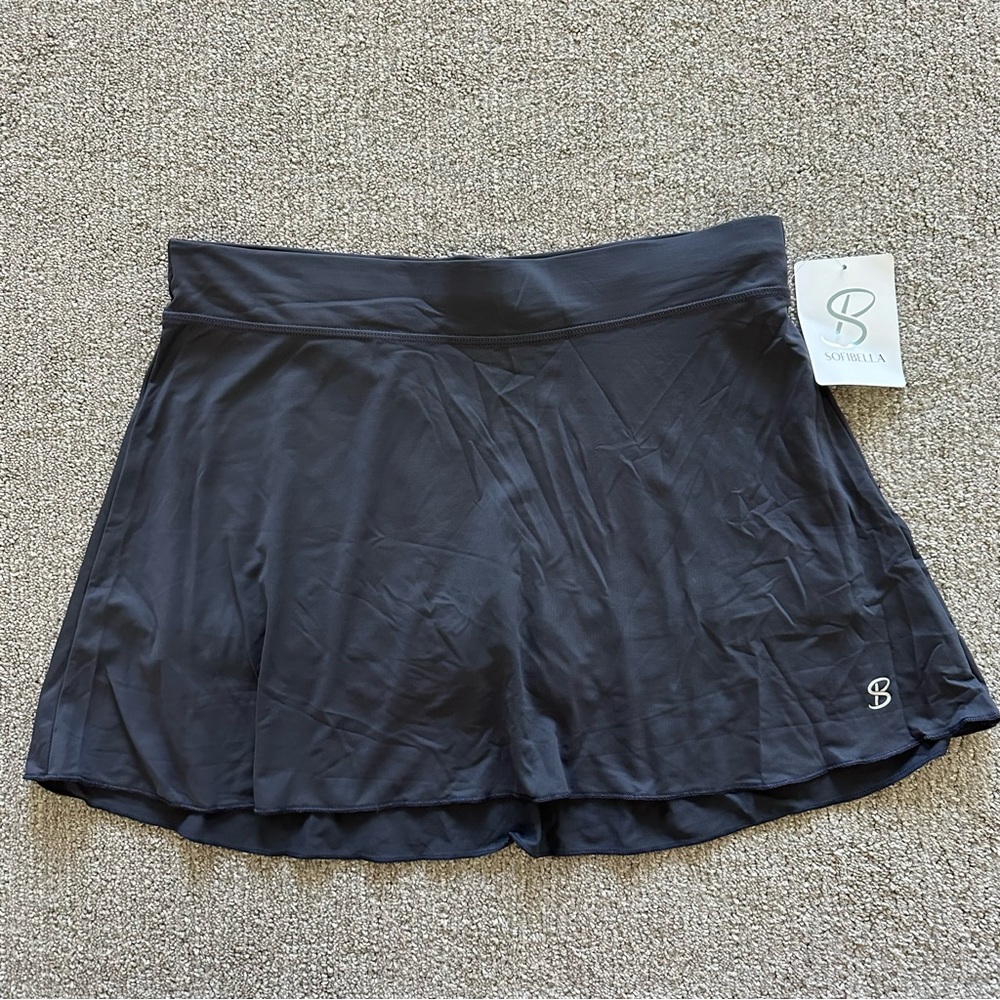 Sofibella Tennis Skort Size L Gray 14” Athletic Skirt‎ Built-In Shorts NWT